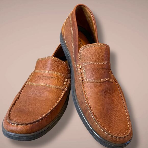 Men's JOHNSTON & MURPHY Brown Leather Penny Loafers Look New To Me - Picture 1 of 13